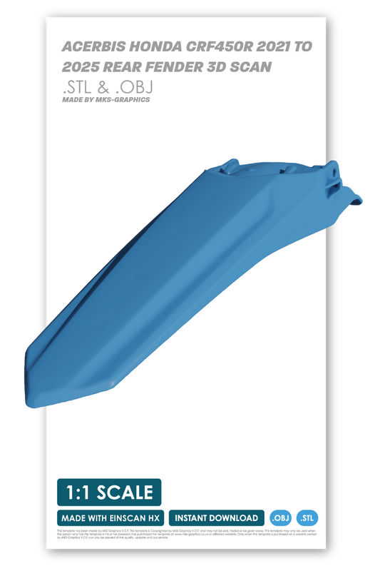 2021 TO 2025 HONDA CRF450R REAR FENDER 3D SCAN (.OBJ & .STL)