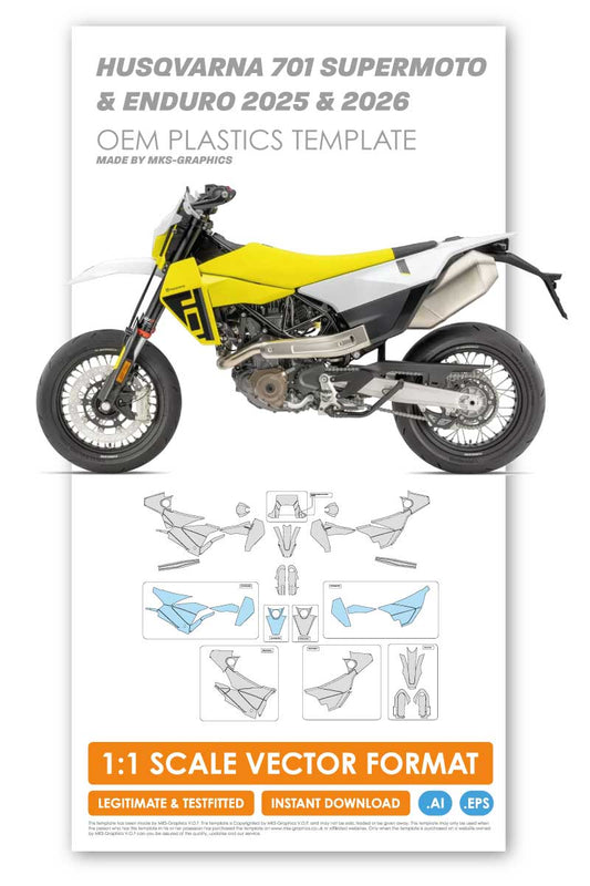 HUSQVARNA 701 SUPERMOTO & ENDURO 2025 & 2026 OEM PLASTICS TEMPLATE