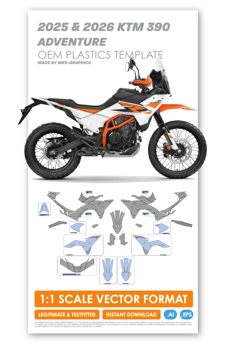 KTM 390 ADVENTURE 2025 & 2026 (OEM PLASTICS) TEMPLATE