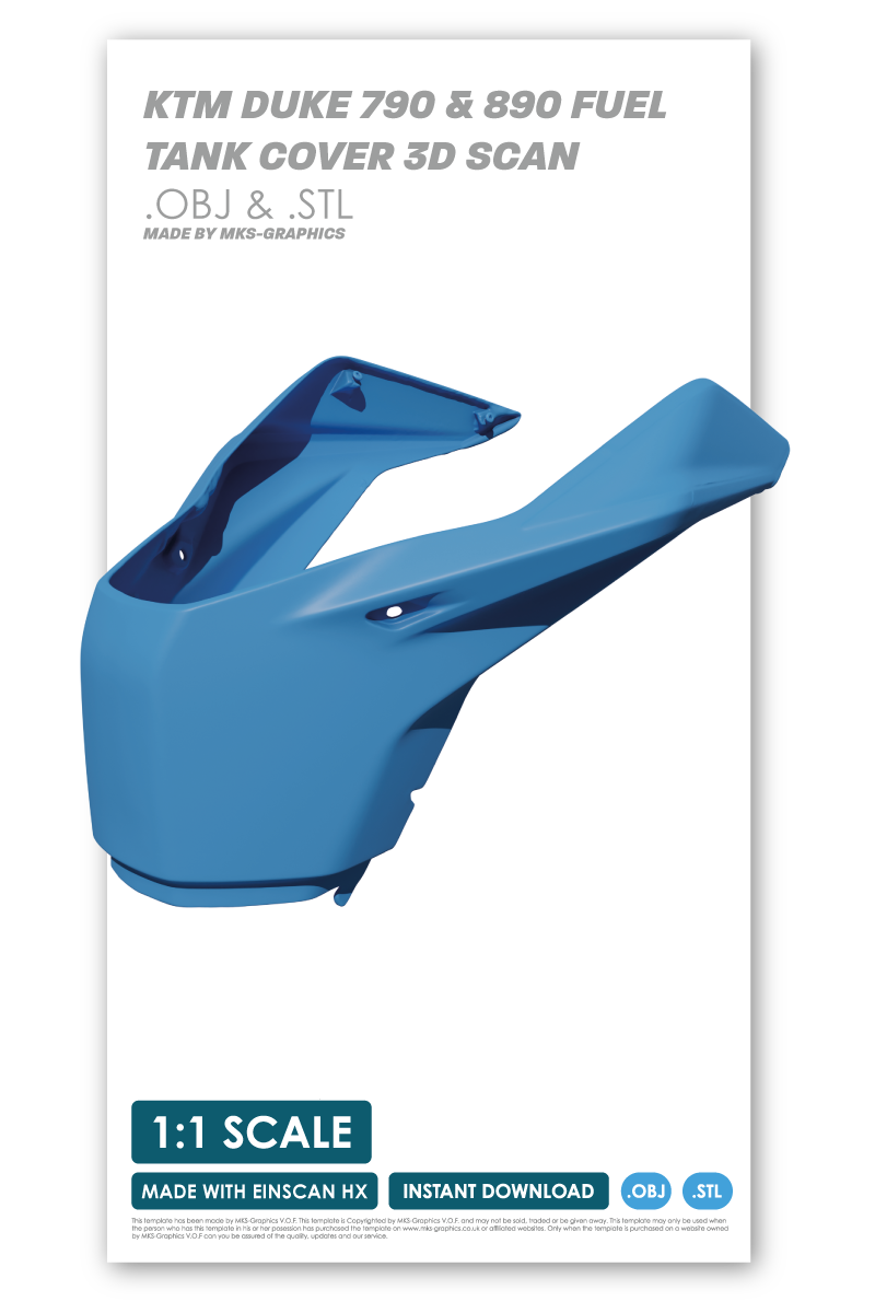 KTM DUKE 790 & 890 FUELTANK COVER 3D SCAN (.OBJ AND .STL)