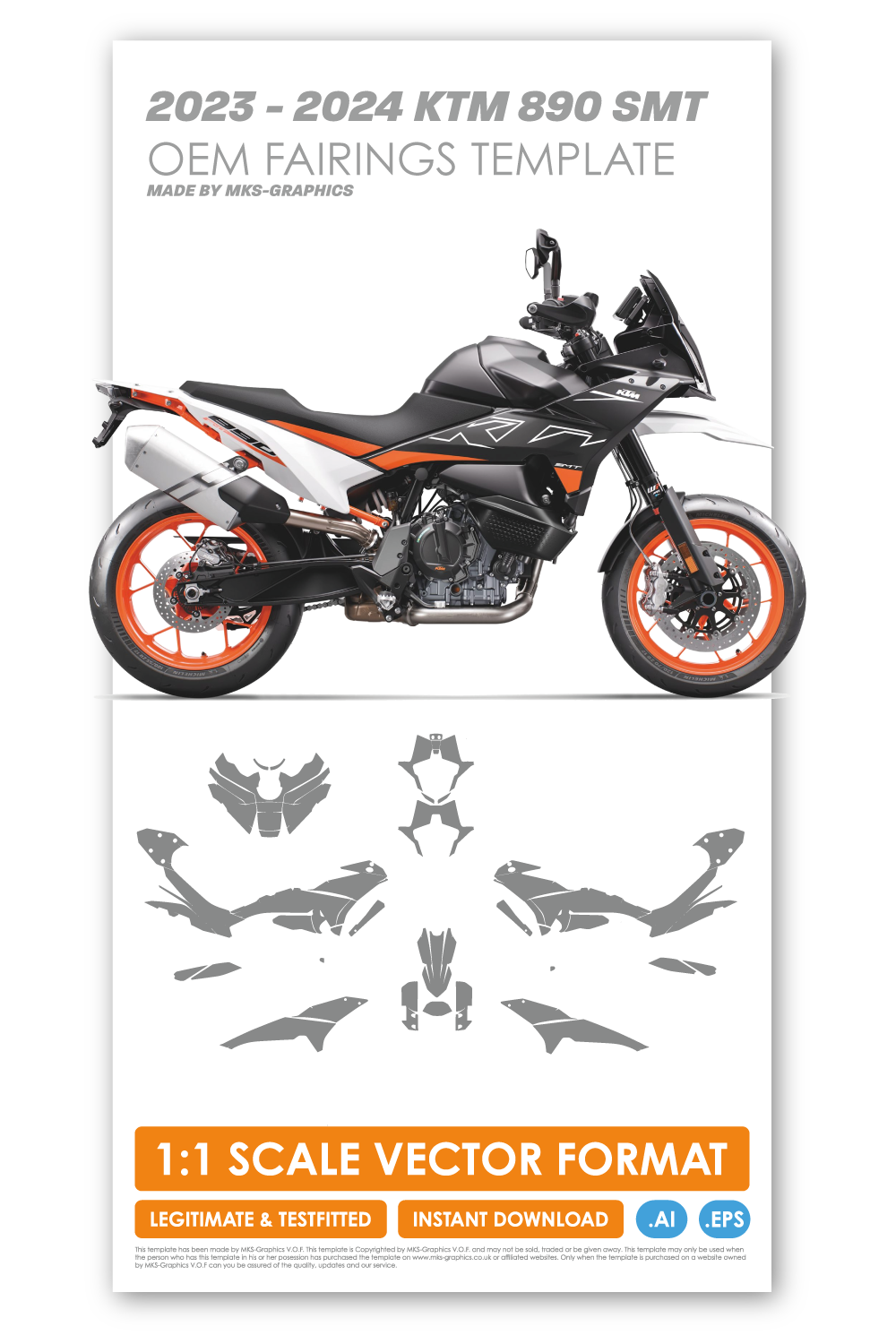 KTM 890 SMT 2023 & 2024 TEMPLATE (OEM PLASTICS)