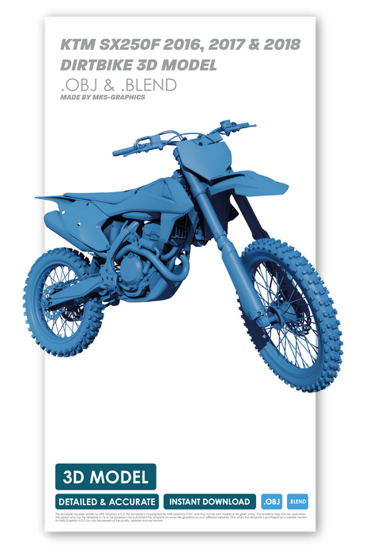 FULL KTM SX250F 2016, 2017 & 2018 3D DIRTBIKE MODEL (.OBJ AND .BLEND)