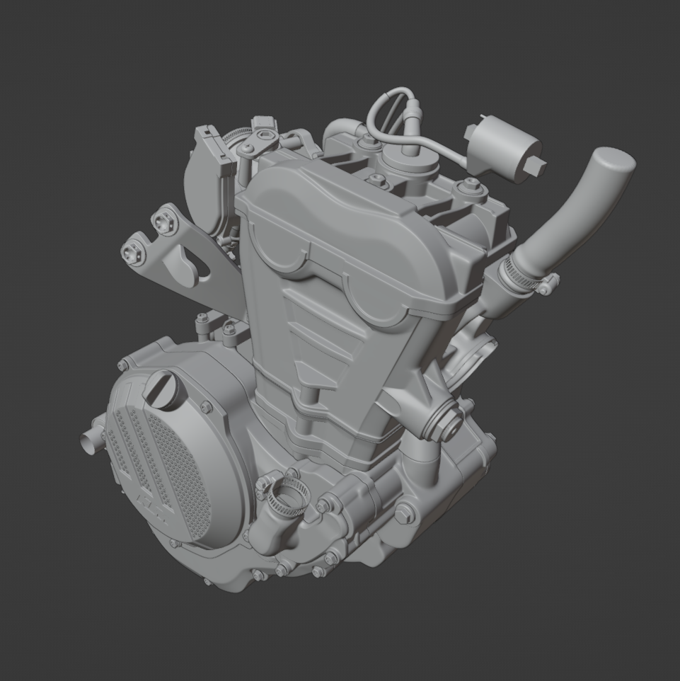 KTM SX250F 2017 ENGINE ASSEMBLY 3D MODEL (.OBJ AND .BLEND)