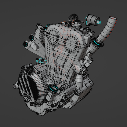 KTM SX250F 2017 ENGINE ASSEMBLY 3D MODEL (.OBJ AND .BLEND)