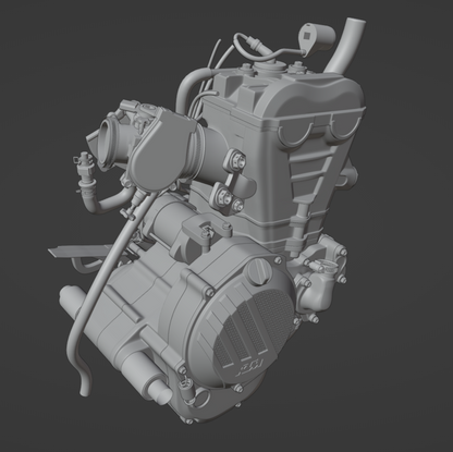 KTM SX250F 2017 ENGINE ASSEMBLY 3D MODEL (.OBJ AND .BLEND)