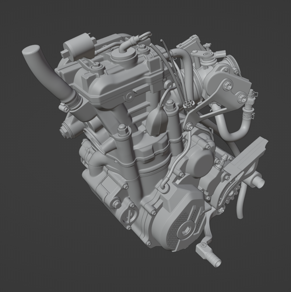 KTM SX250F 2017 ENGINE ASSEMBLY 3D MODEL (.OBJ AND .BLEND)