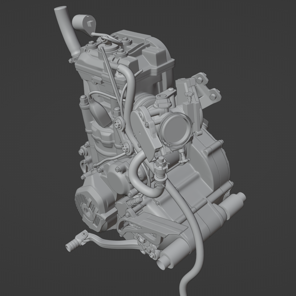 KTM SX250F 2017 ENGINE ASSEMBLY 3D MODEL (.OBJ AND .BLEND)