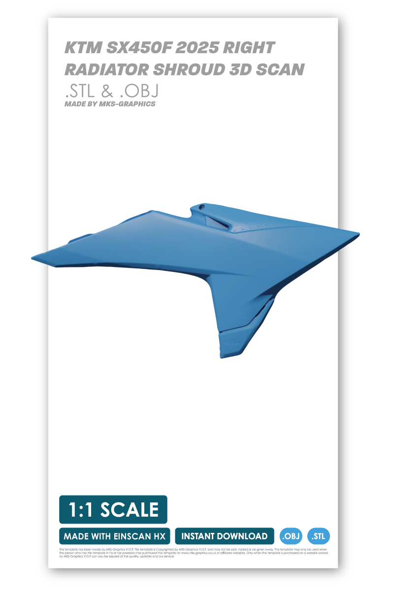 KTM SX450F 2025 RIGHT RADIATOR SHROUD 3D SCAN (.OBJ & .STL) – MKS-Graphics