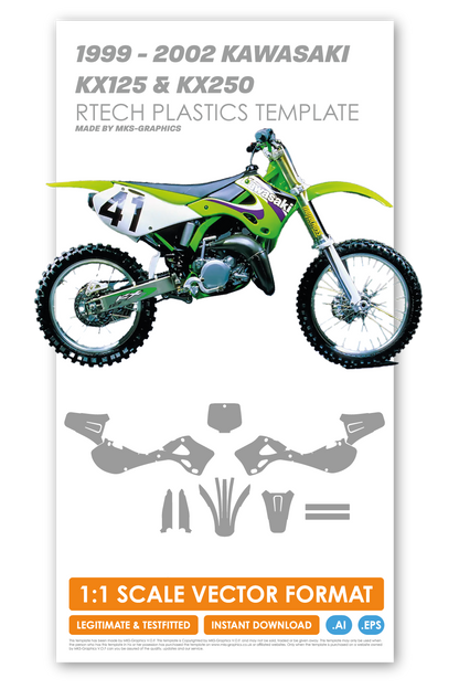 KAWASAKI KX125, KX250 1999, 2000, 2001 & 2002 TEMPLATE (R-TECH PLASTICS)