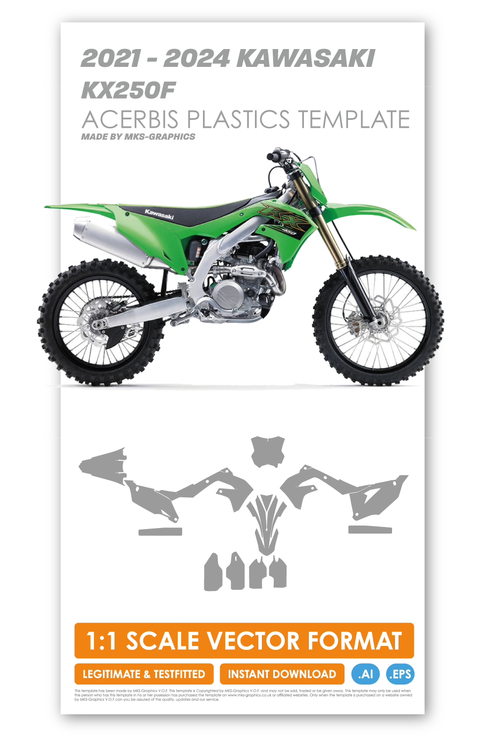 KAWASAKI KX250F 2021, 2022, 2023 & 2024 Template (ACERBIS PLASTICS)