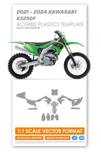 KAWASAKI KX250F 2021, 2022, 2023 & 2024 Template (ACERBIS PLASTICS)