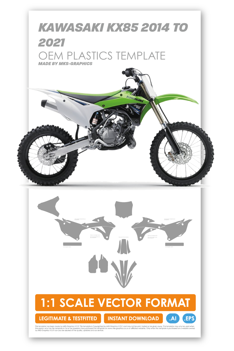KAWASAKI KX85 2014, 2015, 2016, 2017, 2018, 2019, 2020 & 2021 TEMPLATE