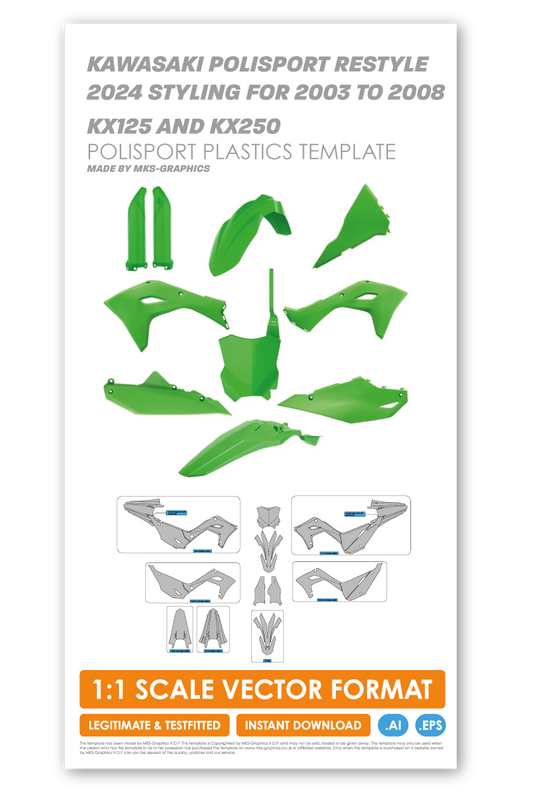 KAWASAKI POLISPORT RESTYLE 2024 STYLING FOR 2003 TO 2008 KX125 AND KX250