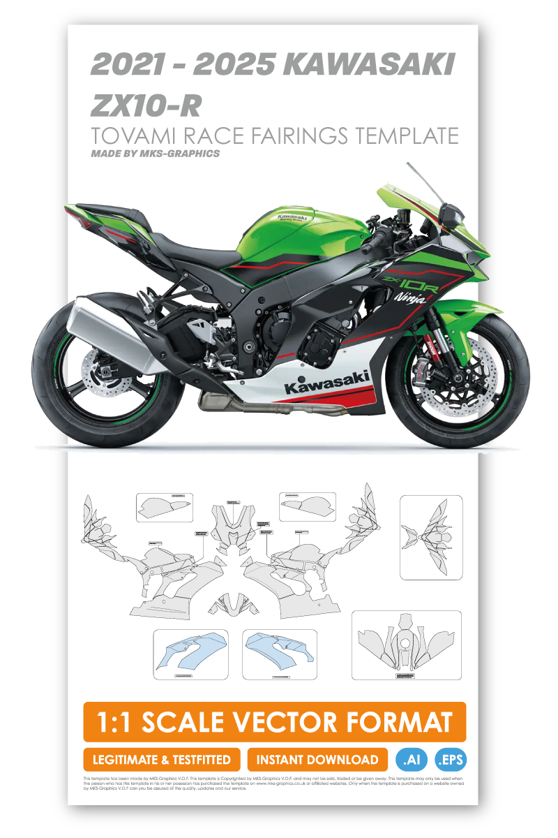 KAWASAKI ZX-10R 2021 TO 2025 TOVAMI RACING FAIRINGS TEMPLATE