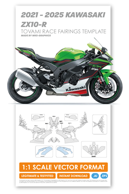 KAWASAKI ZX-10R 2021 TO 2025 TOVAMI RACING FAIRINGS TEMPLATE