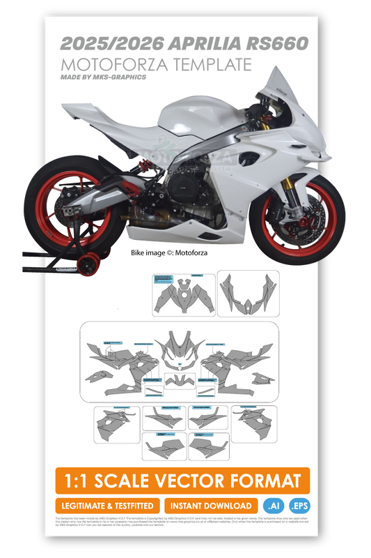 APRILIA RS660 2025 TO 2026 MOTOFORZA RACING-FAIRINGS TEMPLATE