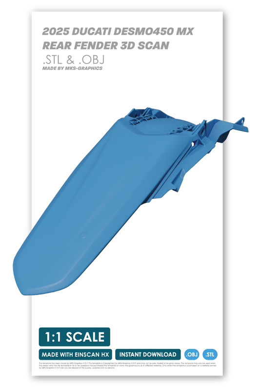 2025 DUCATI DESMO450 MX REAR FENDER 3D SCAN (.OBJ & .STL)