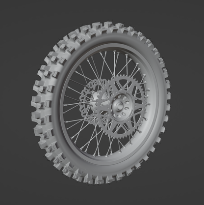 125CC + REAR WHEEL ASSEMBLY FOR DIRTBIKES 3D MODEL (.OBJ AND .BLEND)