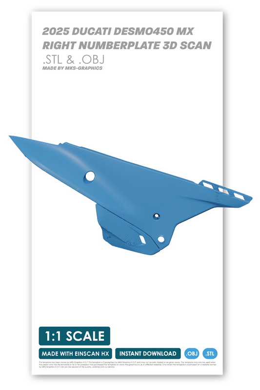 2025 DUCATI DESMO450 MX RIGHT NUMBERPLATE 3D SCAN (.OBJ & .STL)