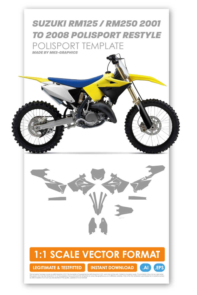 SUZUKI RM125 & RM250 2001-2008 POLISPORT RESTYLE TEMPLATE – MKS-Graphics