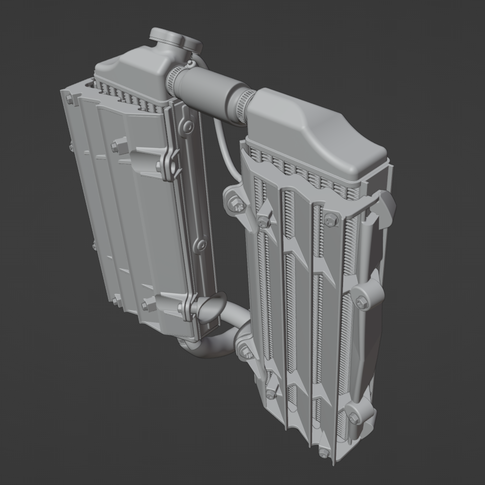 KTM SX250F 2017 RADIATOR AND LOUVERS ASSEMBLY 3D MODEL (.OBJ AND .BLEN ...