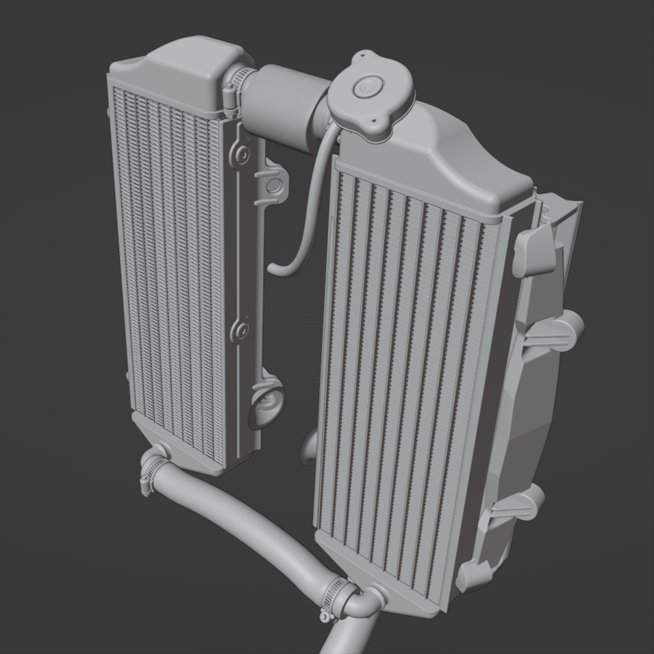 KTM SX250F 2017 RADIATOR AND LOUVERS ASSEMBLY 3D MODEL (.OBJ AND .BLEND)