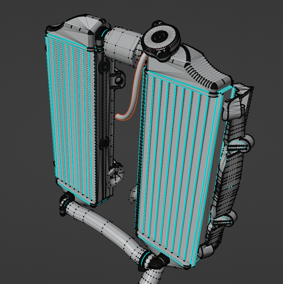 KTM SX250F 2017 RADIATOR AND LOUVERS ASSEMBLY 3D MODEL (.OBJ AND .BLEND)