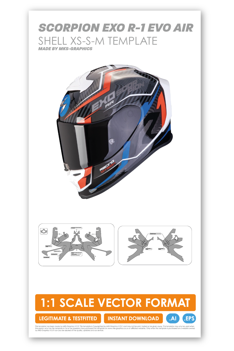 SCORPION EXO AIR R-1 EVO XS-S-M TEMPLATE – MKS-Graphics