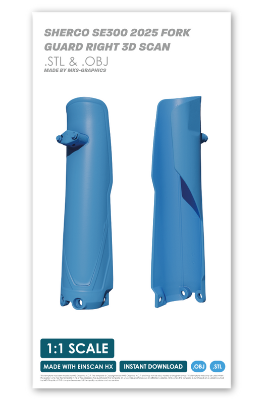 SHERCO SE300 2025 FORK GUARD RIGHT 3D SCAN (.OBJ & .STL)
