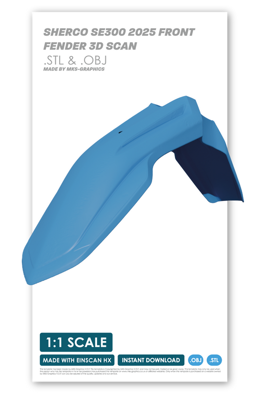 SHERCO SE300 2025 FRONT FENDER 3D SCAN (.OBJ & .STL)