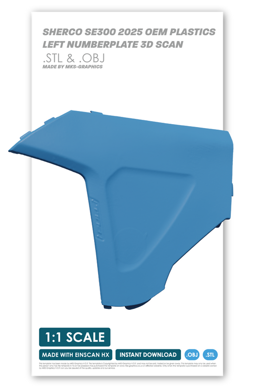 SHERCO SE300 2025 LEFT NUMBERPLATE 3D SCAN (.OBJ & .STL)
