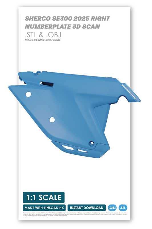 SHERCO SE300 2025 RIGHT NUMBERPLATE 3D SCAN (.OBJ & .STL)