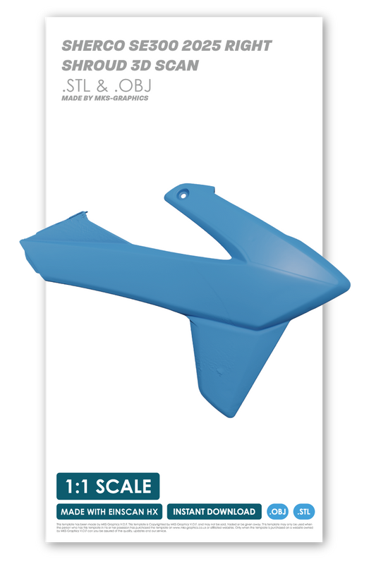SHERCO SE300 2025 RIGHT SHROUD 3D SCAN (.OBJ & .STL)