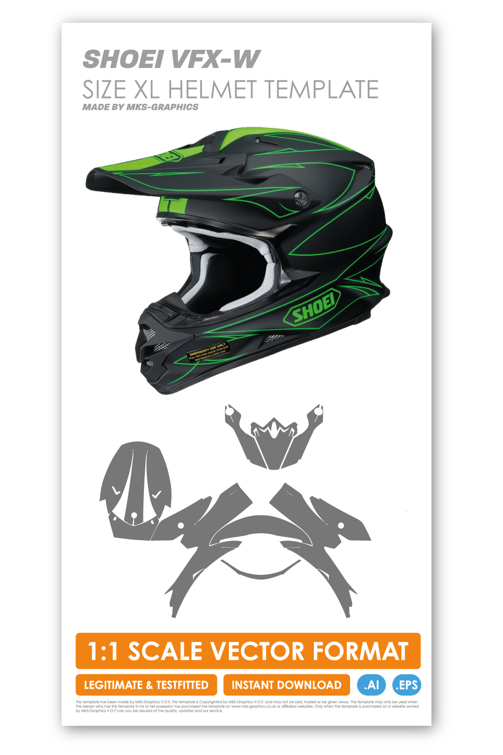 SHOEI VFX-W SIZE XL HELMET TEMPLATE – MKS-Graphics