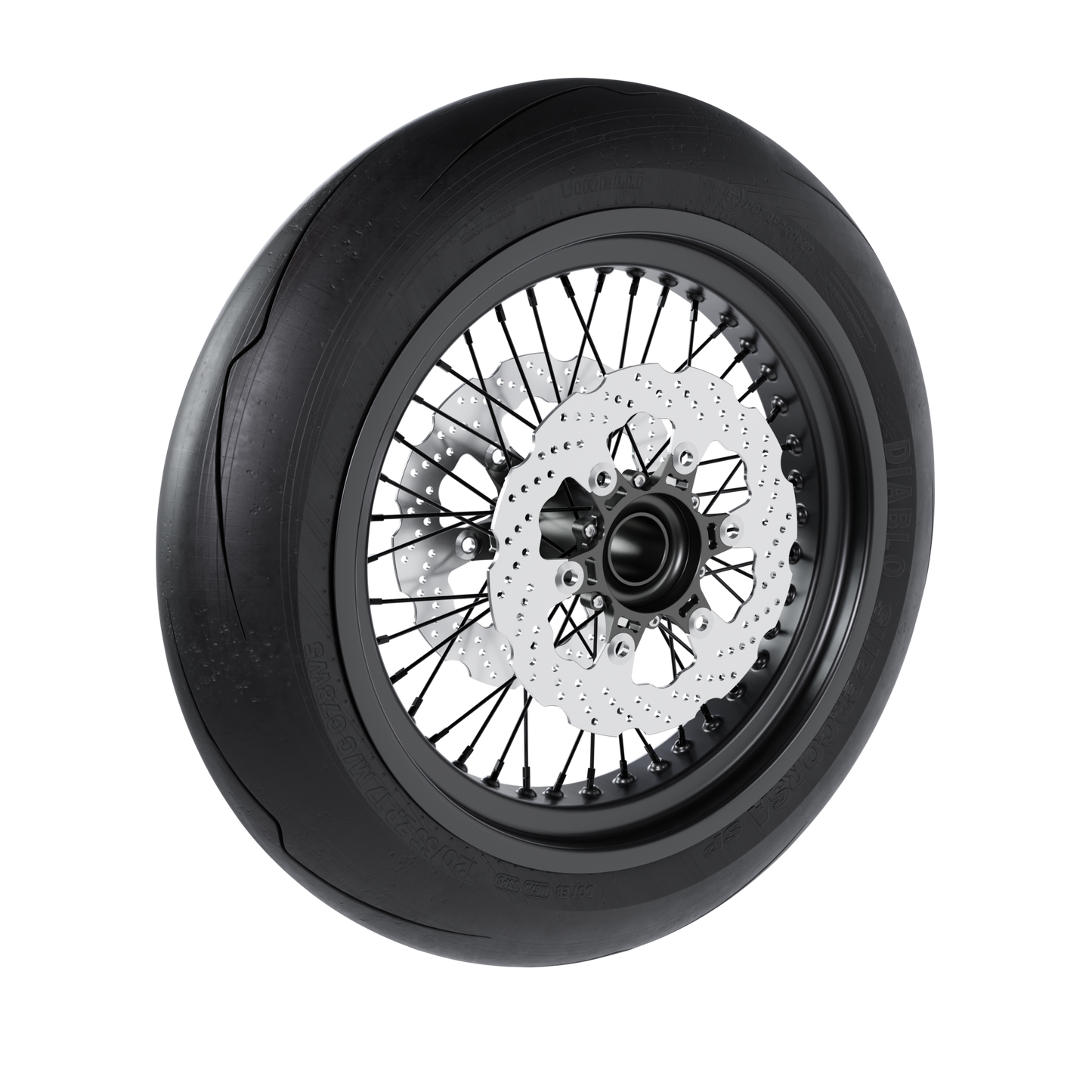 SUPERMOTO FRONT WHEEL ASSEMBLY 3D MODEL (.OBJ AND .BLEND)