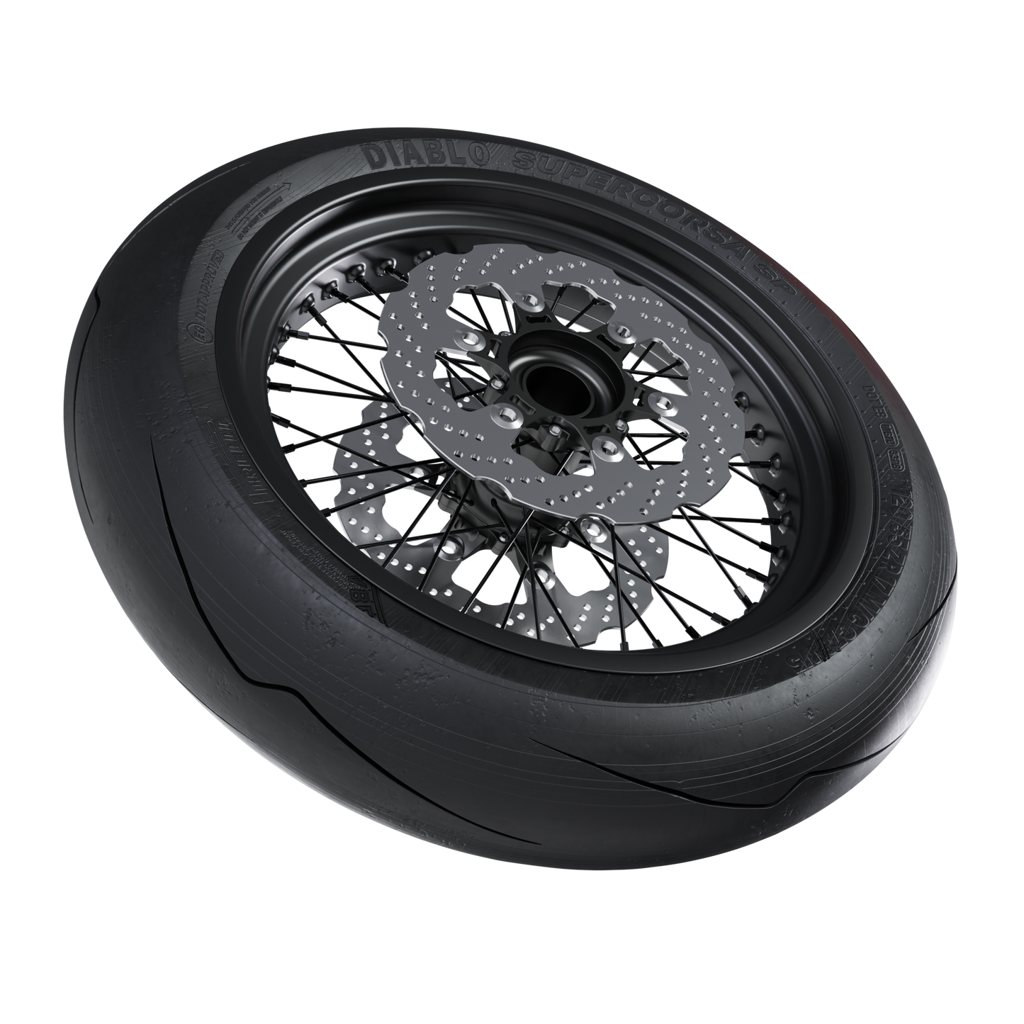 SUPERMOTO FRONT WHEEL ASSEMBLY 3D MODEL (.OBJ AND .BLEND)