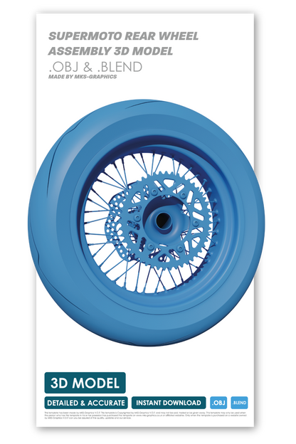 SUPERMOTO REAR WHEEL ASSEMBLY 3D MODEL (.OBJ AND .BLEND)