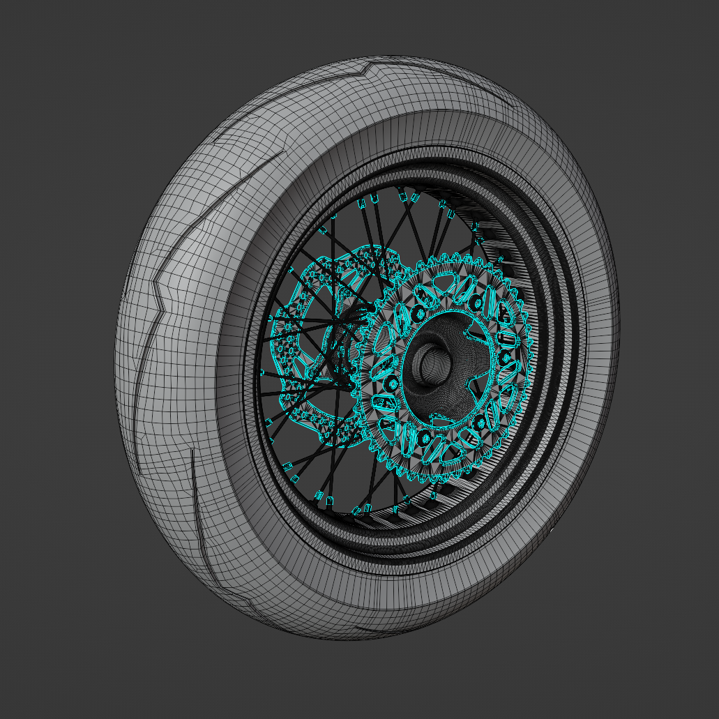 SUPERMOTO REAR WHEEL ASSEMBLY 3D MODEL (.OBJ AND .BLEND)