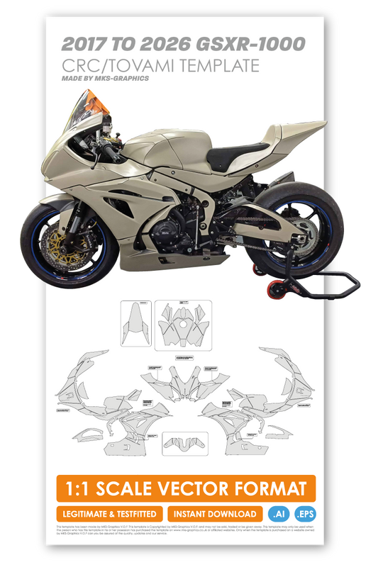 SUZUKI GSXR 1000 2017 TO 2026 CRC / TOV / TOVAMI TEMPLATE