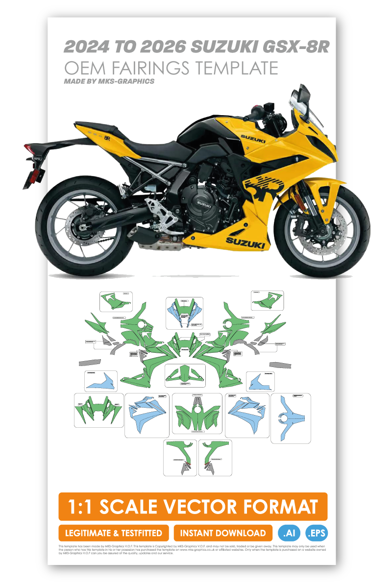 SUZUKI GSX-8R 2024 / 2025 / 2026 OEM FAIRINGS TEMPLATE