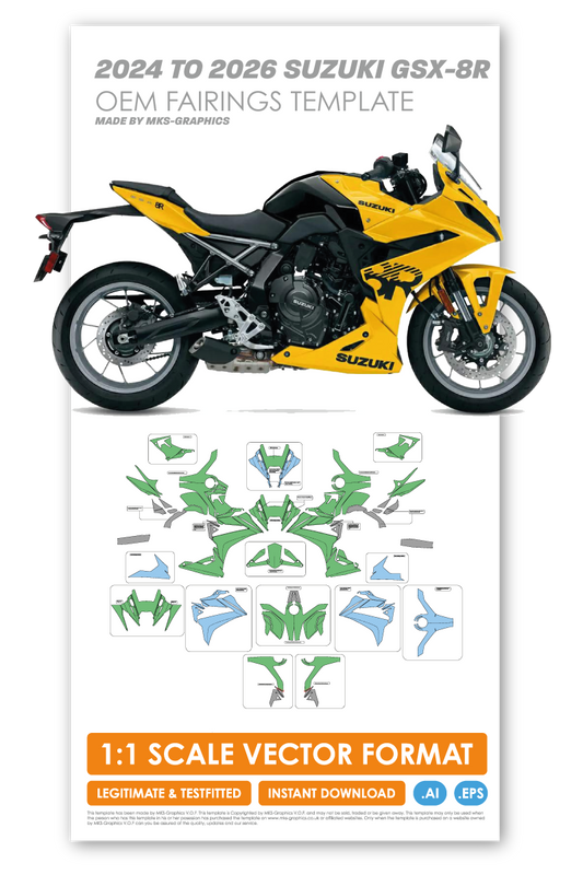 SUZUKI GSX-8R 2024 / 2025 / 2026 OEM FAIRINGS TEMPLATE