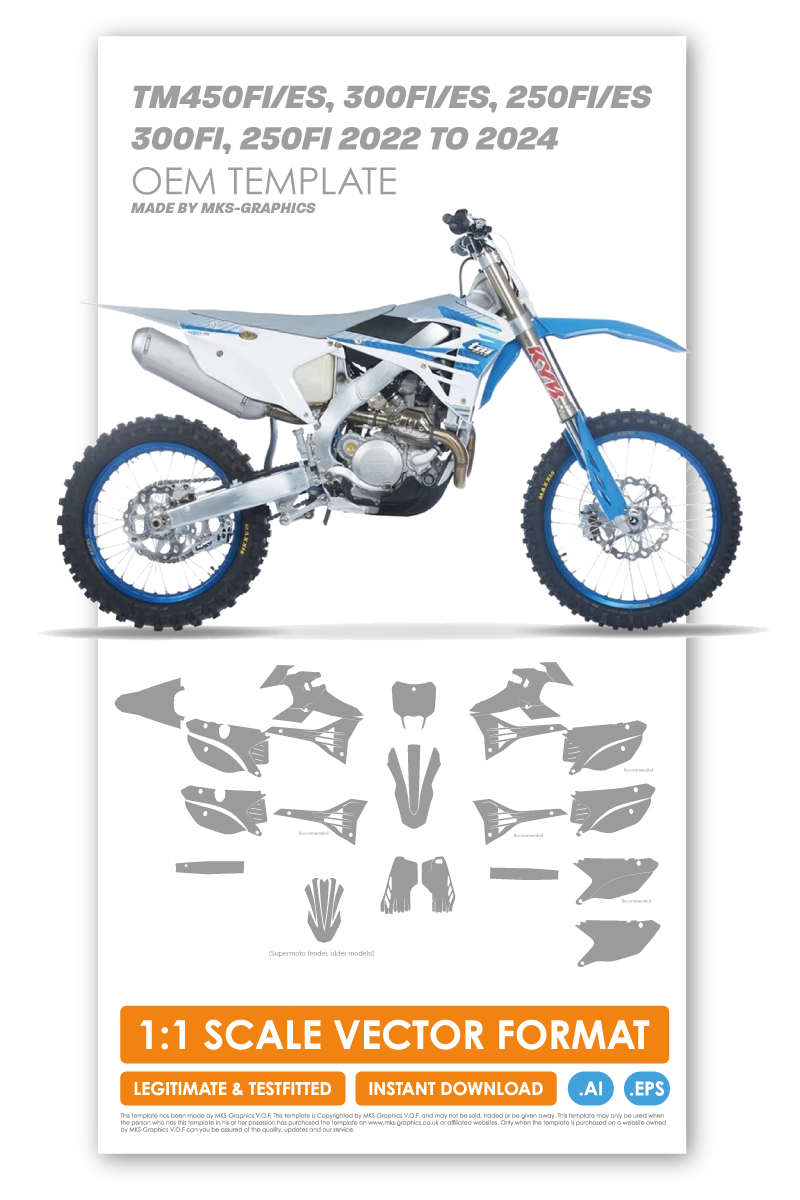 TM 450FI, ES, 300FI, ES, 250FI, ES, 300FI, 250FI 2022, 2023 & 2024 TEMPLATE