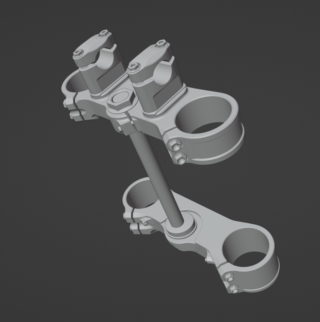 X-TRIG TRIPLE CLAMP ASSEMBLY 3D MODEL (.OBJ AND .BLEND)