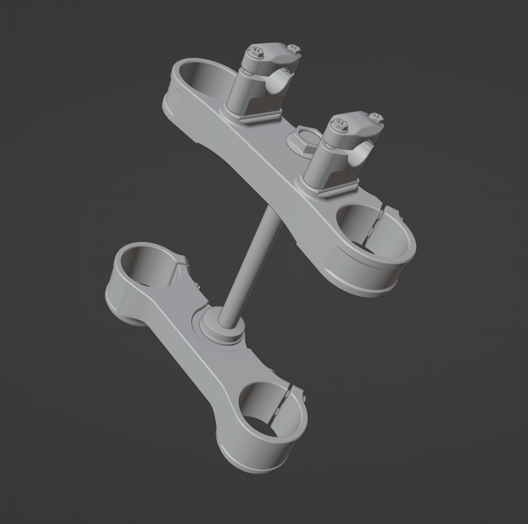 X-TRIG TRIPLE CLAMP ASSEMBLY 3D MODEL (.OBJ AND .BLEND)