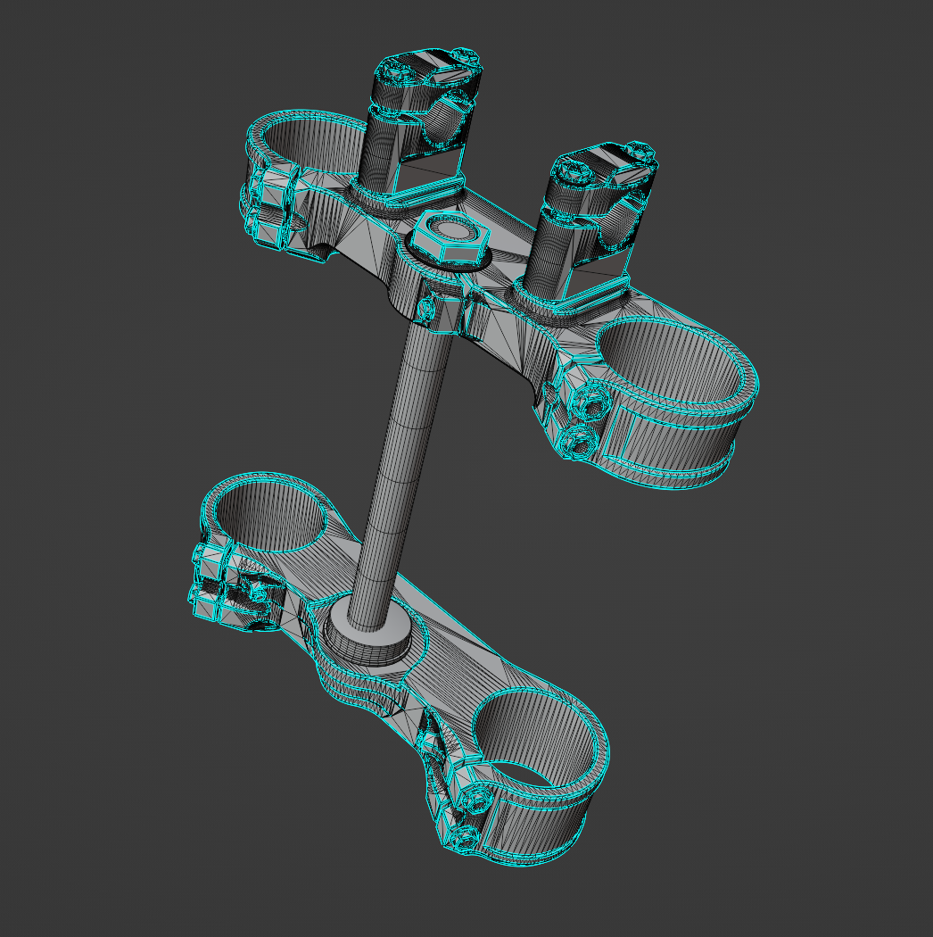 X-TRIG TRIPLE CLAMP ASSEMBLY 3D MODEL (.OBJ AND .BLEND)