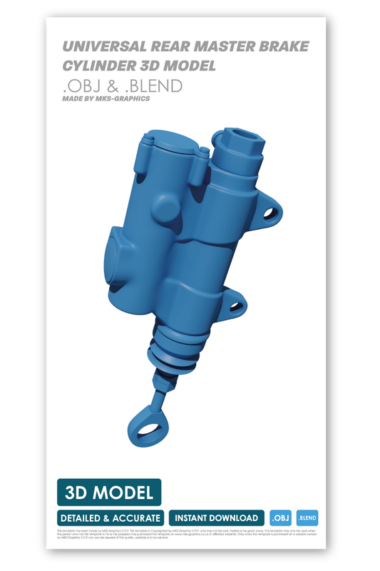 UNIVERSAL REAR MASTER BRAKE CYLINDER 3D MODEL (.OBJ AND .BLEND)