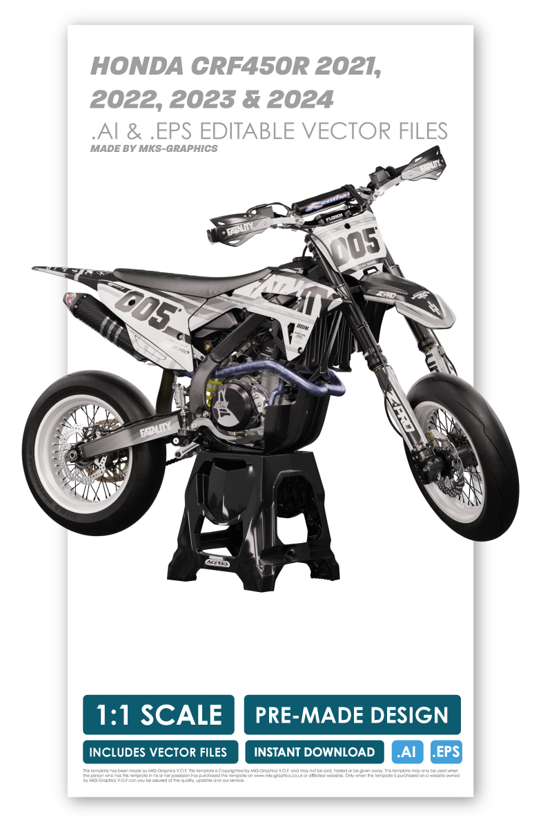 HONDA - NOIR - PRE-MADE DESIGN (HONDA CRF450R 2021 - 2022 - 2023 - 2024)