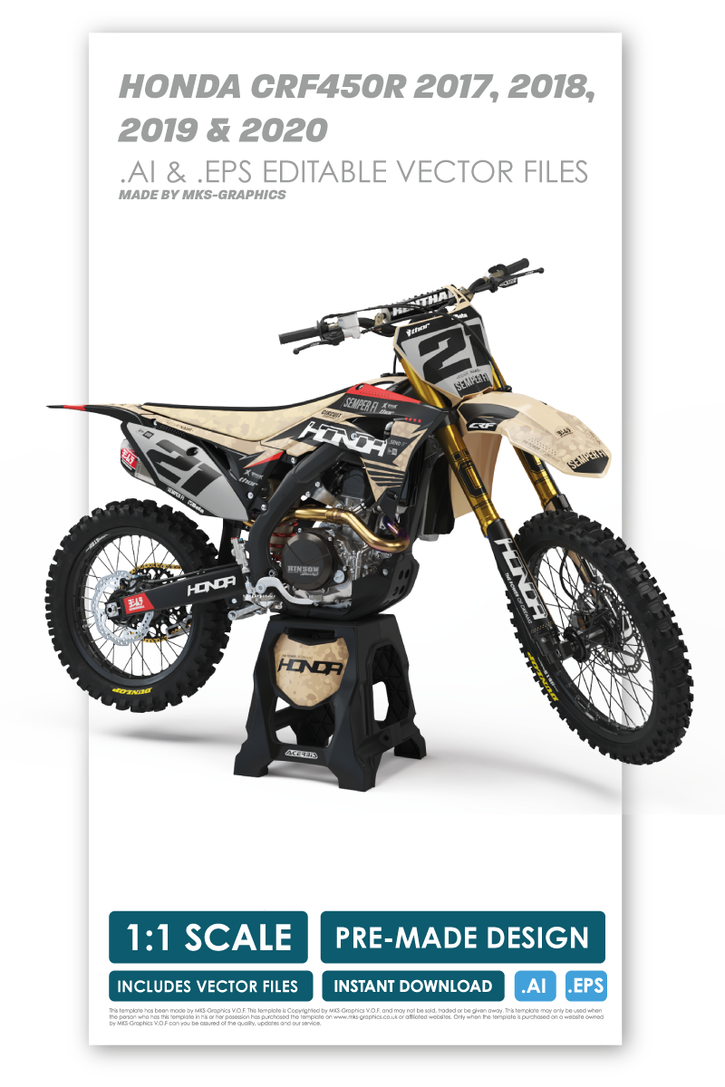 HONDA - SEMPER FI - PRE-MADE DESIGN (HONDA CRF450R 2017 - 2018 - 2019 - 2020)