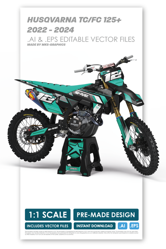 HUSQVARNA - VENEER - PRE-MADE DESIGN (HUSQVARNA TC/FC 125+ 2022 - 2023 - 2024)