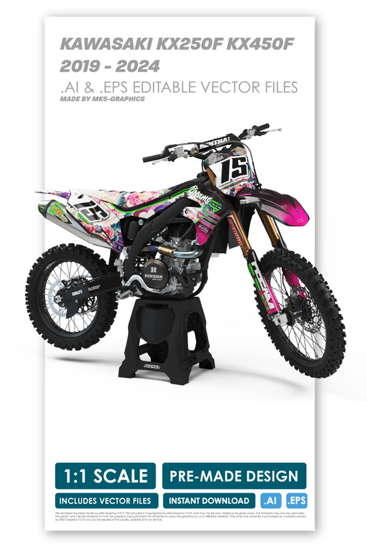 KAWASAKI - DREAMS - PRE-MADE DESIGN (KAWASAKI KX250F KX450F 2019 - 2020 - 2021 - 2022 - 2023 - 2024)